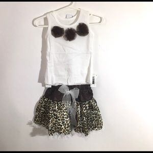 Brown Leopard Print Baby Girl Skirt Set